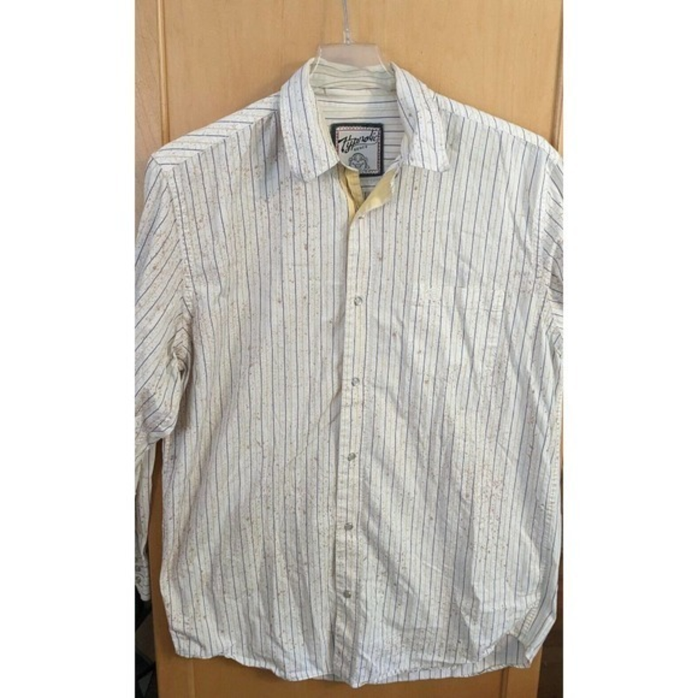 Hypnotic Genes Mens Buddha Button Down Shirt Cotton Pearl Snap‎ Size XLT Beige